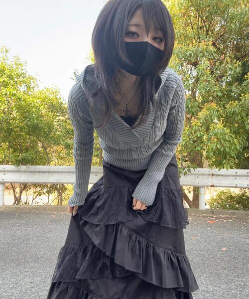 gibous（ギボス）の「gibous/ギボス/frill lace long skirt（スカート・レディース・ブラック・F）」の6枚目の写真
