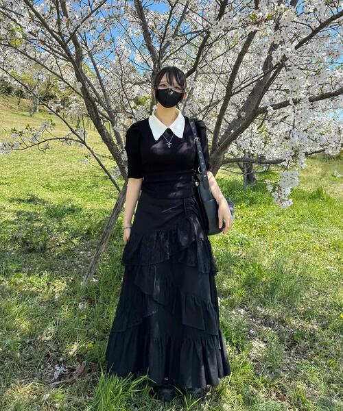gibous（ギボス）の「gibous/ギボス/frill lace long skirt（スカート・レディース・ブラック・F）」の8枚目の写真