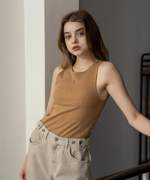 lawgy（ラウジー）の「embroidery rib tank top / エンブロイダリーリブタンクトップ（タンクトップ・レディース・ライトグリーン/オレンジ系/ホワイト・FREE）」の11枚目の写真