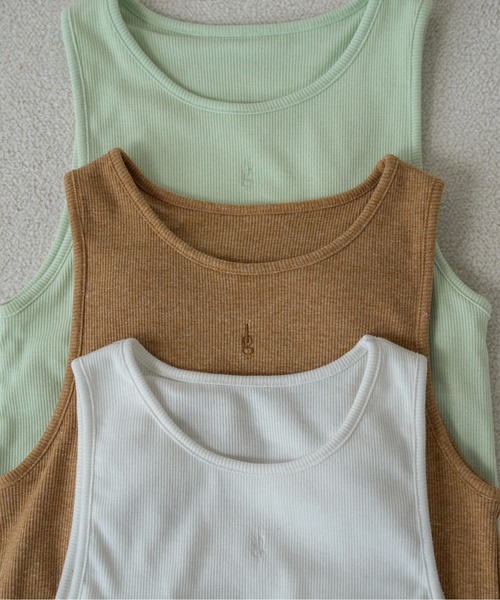 lawgy（ラウジー）の「embroidery rib tank top / エンブロイダリーリブタンクトップ（タンクトップ・レディース・ライトグリーン/オレンジ系/ホワイト・FREE）」の18枚目の写真