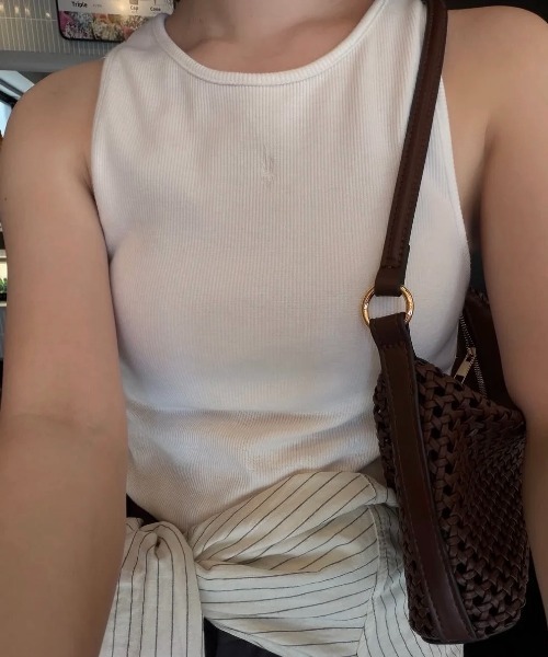 lawgy（ラウジー）の「embroidery rib tank top / エンブロイダリーリブタンクトップ（タンクトップ・レディース・ライトグリーン/オレンジ系/ホワイト・FREE）」の20枚目の写真