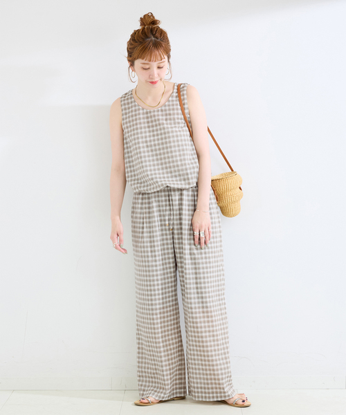 B.C STOCK(ベーセーストック)の「《2点セット》ウォッシャブル / バルーンタンク+イージーパンツセット(スラックス・レディース・ブラウン/ブラック・FREE)」の1枚目の写真