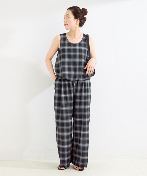 B.C STOCK(ベーセーストック)の「《2点セット》ウォッシャブル / バルーンタンク+イージーパンツセット(スラックス・レディース・ブラウン/ブラック・FREE)」の2枚目の写真