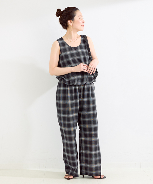 B.C STOCK(ベーセーストック)の「《2点セット》ウォッシャブル / バルーンタンク+イージーパンツセット(スラックス・レディース・ブラウン/ブラック・FREE)」の3枚目の写真