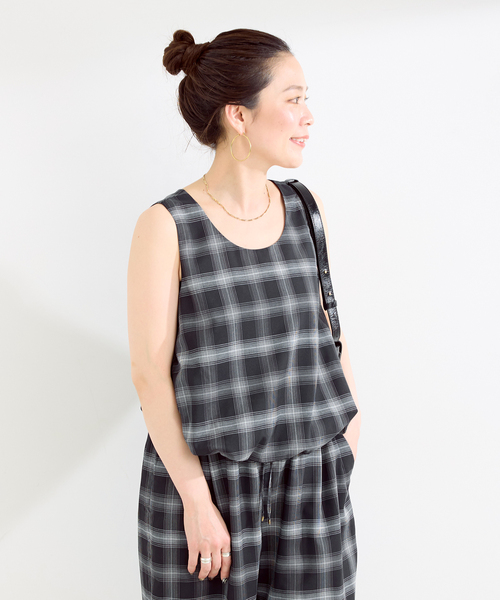 B.C STOCK(ベーセーストック)の「《2点セット》ウォッシャブル / バルーンタンク+イージーパンツセット(スラックス・レディース・ブラウン/ブラック・FREE)」の6枚目の写真