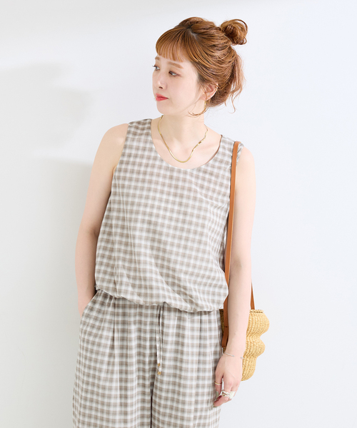 B.C STOCK(ベーセーストック)の「《2点セット》ウォッシャブル / バルーンタンク+イージーパンツセット(スラックス・レディース・ブラウン/ブラック・FREE)」の15枚目の写真