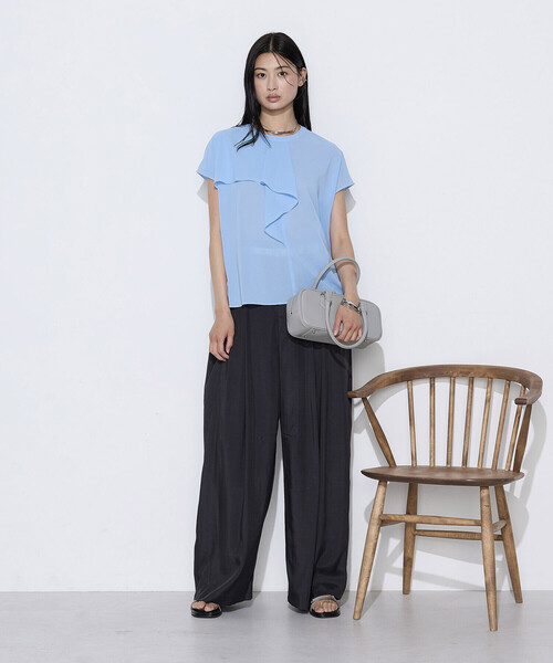 COMME CA(コムサ)の「シルク・平 ワイドタックカーブパンツ(その他パンツ・レディース・カーキ/スミクロ・7号/11号/9号)」の5枚目の写真