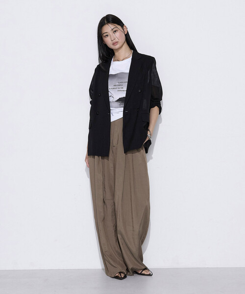 COMME CA(コムサ)の「シルク・平 ワイドタックカーブパンツ(その他パンツ・レディース・カーキ/スミクロ・7号/11号/9号)」の17枚目の写真