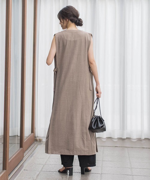 Droite lautreamont（ドロワットロートレアモン）の「麻調リブワンピース（ワンピース・レディース・ブラウン・M）」の4枚目の写真