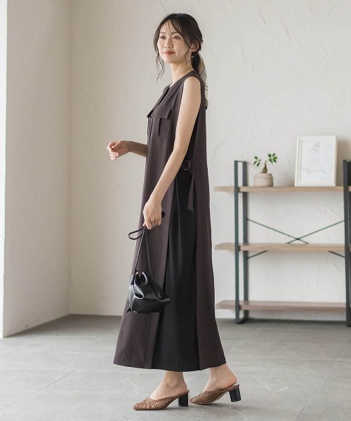 Droite lautreamont（ドロワットロートレアモン）の「麻調リブワンピース（ワンピース・レディース・ブラウン・M）」の14枚目の写真