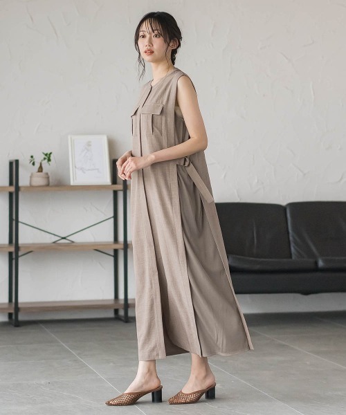 Droite lautreamont（ドロワットロートレアモン）の「麻調リブワンピース（ワンピース・レディース・ブラウン・M）」の9枚目の写真