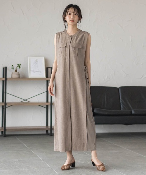 Droite lautreamont（ドロワットロートレアモン）の「麻調リブワンピース（ワンピース・レディース・ブラウン・M）」の6枚目の写真