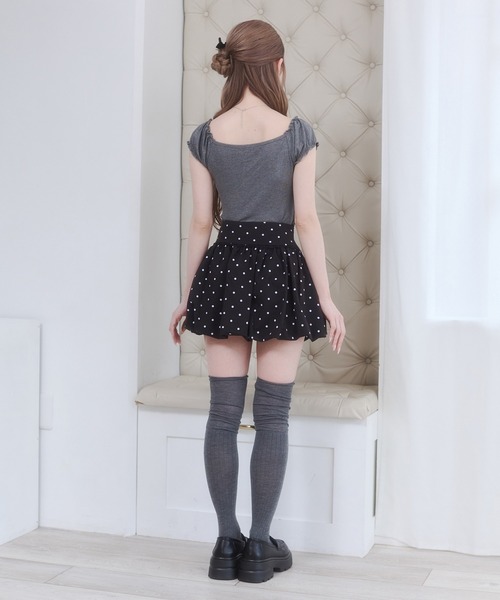 Rmine(アールマイン)の「ギャザーデザインフロントリボントップス(半袖)(Tシャツ/カットソー・レディース・グレー/パープル/ホワイト・SMALL)」の13枚目の写真
