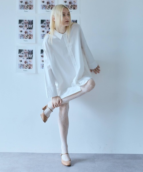 flaeu(フラユ)の「Loose Drop Shoulder Shirt(シャツ/ブラウス・レディース・ブラック/ホワイト・FREE)」の10枚目の写真
