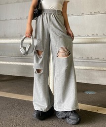 ダメージスウェットワイドパンツ