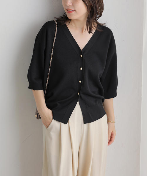 La TOTALITE(ラトータリテ)の「【洗える】接結シアー半袖カーディガン(カーディガン/ボレロ・レディース・ホワイト/ブラック/ベージュ・FREE)」の3枚目の写真