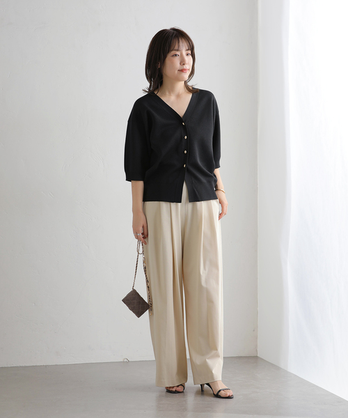 La TOTALITE(ラトータリテ)の「【洗える】接結シアー半袖カーディガン(カーディガン/ボレロ・レディース・ホワイト/ブラック/ベージュ・FREE)」の13枚目の写真