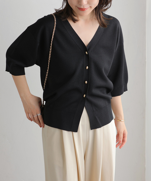 La TOTALITE(ラトータリテ)の「【洗える】接結シアー半袖カーディガン(カーディガン/ボレロ・レディース・ホワイト/ブラック/ベージュ・FREE)」の16枚目の写真