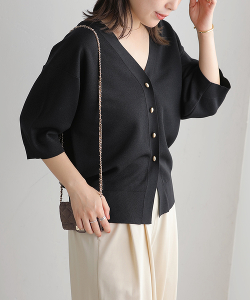La TOTALITE(ラトータリテ)の「【洗える】接結シアー半袖カーディガン(カーディガン/ボレロ・レディース・ホワイト/ブラック/ベージュ・FREE)」の17枚目の写真