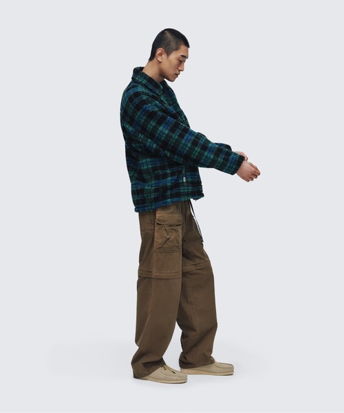 WILD THINGS(ワイルドシングス)の「フラッフィーチェックボアジャケット|FLUFFY CHECK BOA JACKET(ブルゾン・メンズ・グリーン/グレー/オレンジ/レッド/オリーブ・S/XS/XL/L/M)」の8枚目の写真