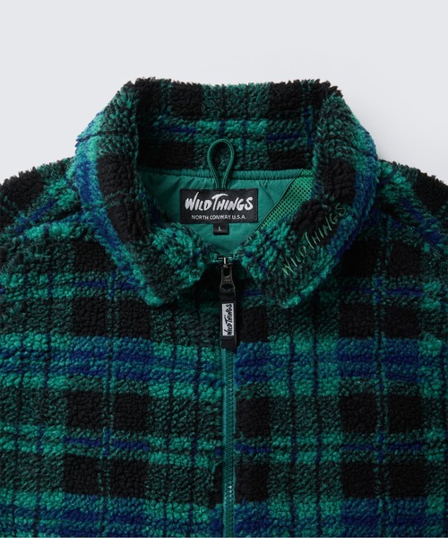 WILD THINGS(ワイルドシングス)の「フラッフィーチェックボアジャケット|FLUFFY CHECK BOA JACKET(ブルゾン・メンズ・グリーン/グレー/オレンジ/レッド/オリーブ・S/XS/XL/L/M)」の16枚目の写真