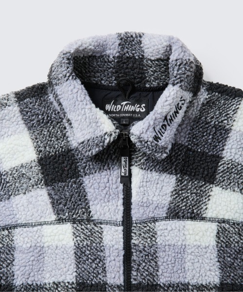 WILD THINGS(ワイルドシングス)の「フラッフィーチェックボアジャケット|FLUFFY CHECK BOA JACKET(ブルゾン・メンズ・グリーン/グレー/オレンジ/レッド/オリーブ・S/XS/XL/L/M)」の12枚目の写真