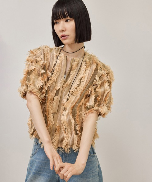 ADAM ET ROPE'(アダムエロペ)の「アンティークフリンジJQブラウス(シャツ/ブラウス・レディース・ブラック/ダークブラウン/ベージュ・FREE)」の3枚目の写真