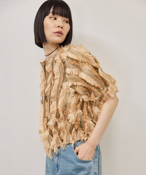 ADAM ET ROPE'(アダムエロペ)の「アンティークフリンジJQブラウス(シャツ/ブラウス・レディース・ブラック/ダークブラウン/ベージュ・FREE)」の7枚目の写真