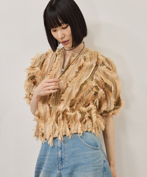 ADAM ET ROPE'(アダムエロペ)の「アンティークフリンジJQブラウス(シャツ/ブラウス・レディース・ブラック/ダークブラウン/ベージュ・FREE)」の8枚目の写真