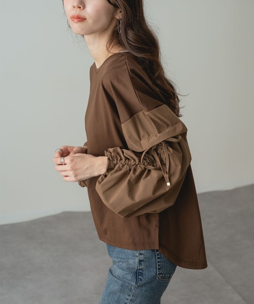 ANNA LUNA(アンナルナ)の「【ANNA LUNA】 袖ドロスト が アクセント の 大人 カジュアル プルオーバー(Tシャツ/カットソー・レディース・ブラウン/ブラック・MEDIUM)」の20枚目の写真