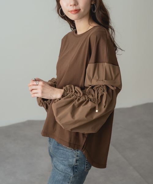 ANNA LUNA(アンナルナ)の「【ANNA LUNA】 袖ドロスト が アクセント の 大人 カジュアル プルオーバー(Tシャツ/カットソー・レディース・ブラウン/ブラック・MEDIUM)」の21枚目の写真