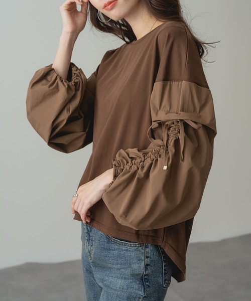 ANNA LUNA(アンナルナ)の「【ANNA LUNA】 袖ドロスト が アクセント の 大人 カジュアル プルオーバー(Tシャツ/カットソー・レディース・ブラウン/ブラック・MEDIUM)」の19枚目の写真