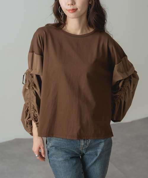 ANNA LUNA(アンナルナ)の「【ANNA LUNA】 袖ドロスト が アクセント の 大人 カジュアル プルオーバー(Tシャツ/カットソー・レディース・ブラウン/ブラック・MEDIUM)」の17枚目の写真