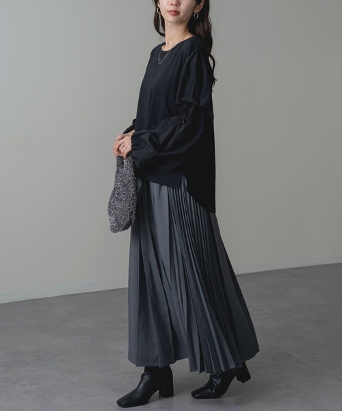 ANNA LUNA(アンナルナ)の「【ANNA LUNA】 袖ドロスト が アクセント の 大人 カジュアル プルオーバー(Tシャツ/カットソー・レディース・ブラウン/ブラック・MEDIUM)」の9枚目の写真