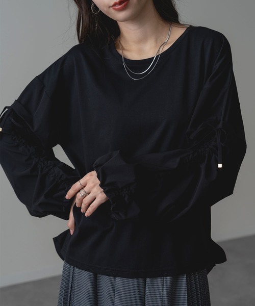 ANNA LUNA(アンナルナ)の「【ANNA LUNA】 袖ドロスト が アクセント の 大人 カジュアル プルオーバー(Tシャツ/カットソー・レディース・ブラウン/ブラック・MEDIUM)」の22枚目の写真