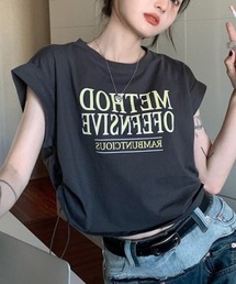サイド絞り プリント半袖Tシャツ