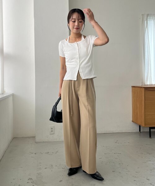 CAPRICIEUX LE'MAGE(カプリシューレマージュ)の「【マルチWAY】ホルターキャミSETカーディガン(Tシャツ/カットソー・レディース・グレー/ブラウン/ホワイト・FREE)」の14枚目の写真