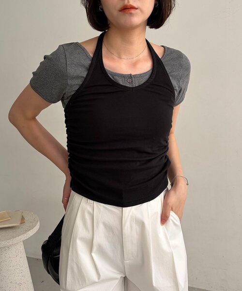 CAPRICIEUX LE'MAGE(カプリシューレマージュ)の「【マルチWAY】ホルターキャミSETカーディガン(Tシャツ/カットソー・レディース・グレー/ブラウン/ホワイト・FREE)」の20枚目の写真