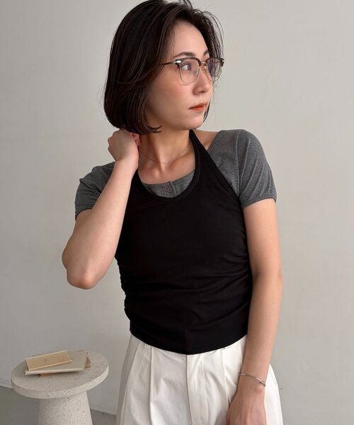 CAPRICIEUX LE'MAGE(カプリシューレマージュ)の「【マルチWAY】ホルターキャミSETカーディガン(Tシャツ/カットソー・レディース・グレー/ブラウン/ホワイト・FREE)」の21枚目の写真