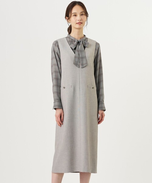 J.PRESS Ladies(J.プレス レディス)の「MULTI DRY クロス ワンピース(ワンピース・レディース・ネイビー系/ライトグレー系・XS)」の1枚目の写真