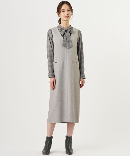 J.PRESS Ladies(J.プレス レディス)の「MULTI DRY クロス ワンピース(ワンピース・レディース・ネイビー系/ライトグレー系・XS)」の8枚目の写真