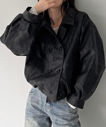 junoah（ジュノア）の「ショートトレンチレザージャケット（ブルゾン）」