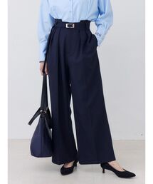 ハイウエストタックワイドパンツ