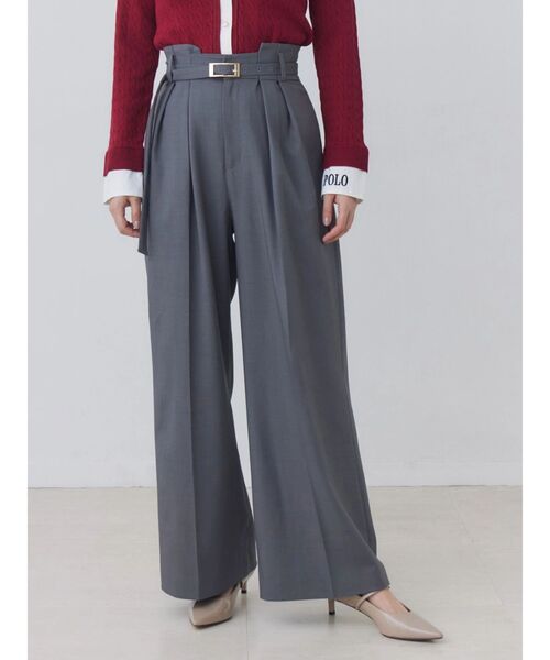 TONAL(トーナル)の「ハイウエストタックワイドパンツ(スラックス・レディース・グレー/ネイビー/ブラウン・MEDIUM/SMALL)」の1枚目の写真