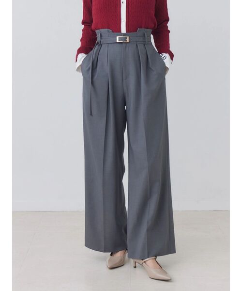 TONAL(トーナル)の「ハイウエストタックワイドパンツ(スラックス・レディース・グレー/ネイビー/ブラウン・MEDIUM/SMALL)」の6枚目の写真