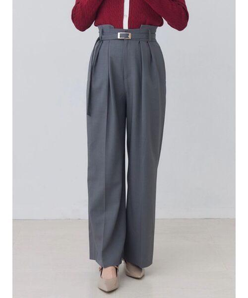 TONAL(トーナル)の「ハイウエストタックワイドパンツ(スラックス・レディース・グレー/ネイビー/ブラウン・MEDIUM/SMALL)」の7枚目の写真