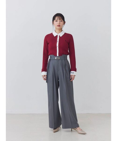 TONAL(トーナル)の「ハイウエストタックワイドパンツ(スラックス・レディース・グレー/ネイビー/ブラウン・MEDIUM/SMALL)」の8枚目の写真