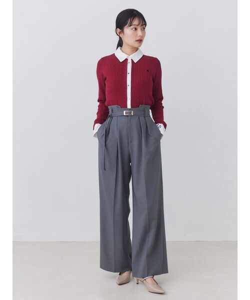 TONAL(トーナル)の「ハイウエストタックワイドパンツ(スラックス・レディース・グレー/ネイビー/ブラウン・MEDIUM/SMALL)」の9枚目の写真