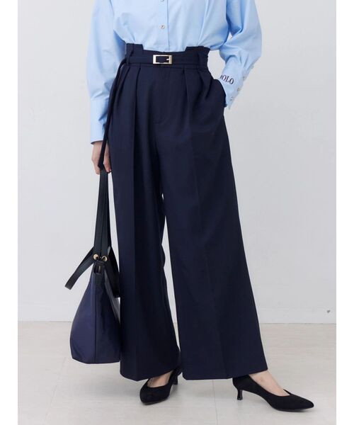 TONAL(トーナル)の「ハイウエストタックワイドパンツ(スラックス・レディース・グレー/ネイビー/ブラウン・MEDIUM/SMALL)」の10枚目の写真