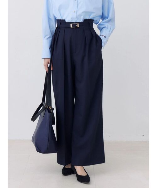 TONAL(トーナル)の「ハイウエストタックワイドパンツ(スラックス・レディース・グレー/ネイビー/ブラウン・MEDIUM/SMALL)」の12枚目の写真